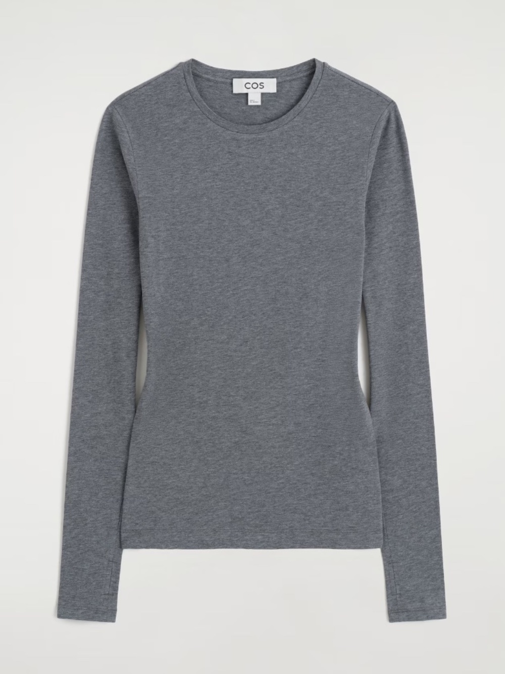 COS Grey Cotton Stretch Long Sleeve Thumbhole Top Size M - Picture 2 of 7